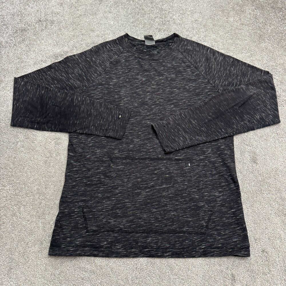 Nike 6.0 Mens Lightweight Sweatshirt M Black Heather Raglan Kangaroo Pocket Top